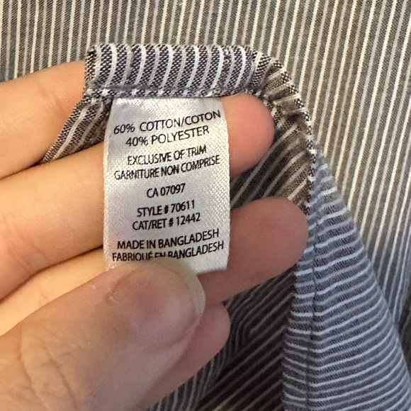 Newberey - grey and white pinstripe button up dress shirt - Picture 2 of 4